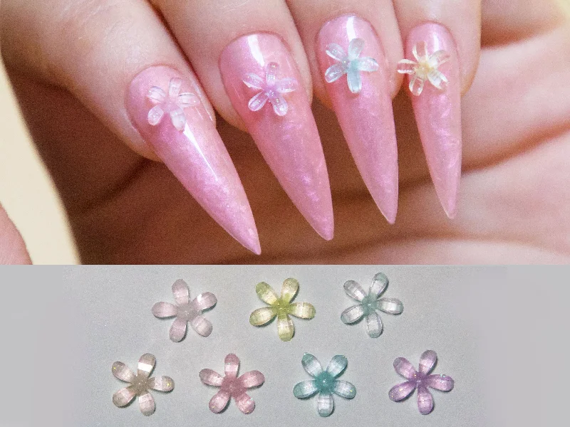 Soft nail polish finish-20pcs 3D Glittery Flower Nail Decal