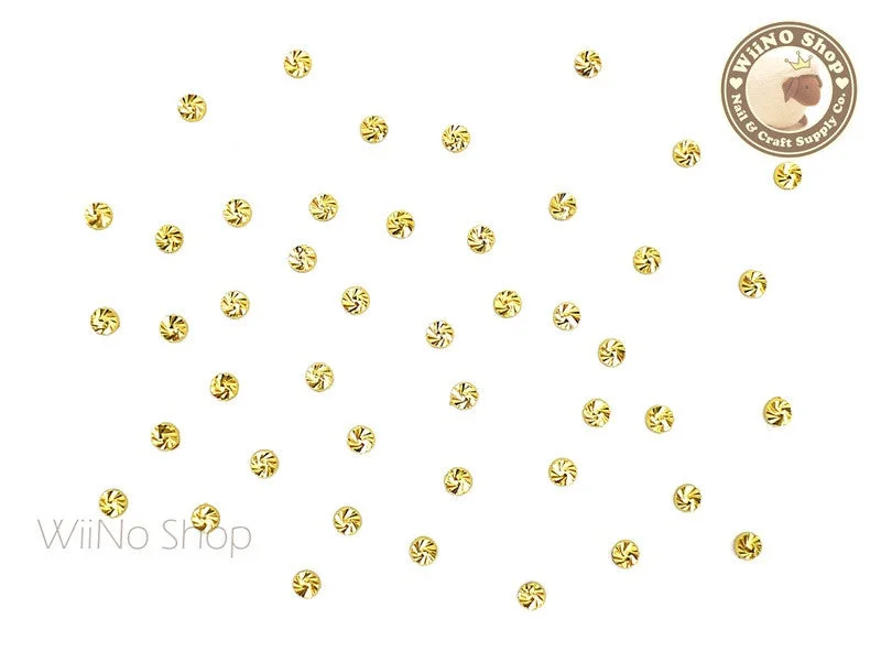 Ombre nail gel shades-2mm Gold Swirl Pattern Round Metal Studs - 10 pcs