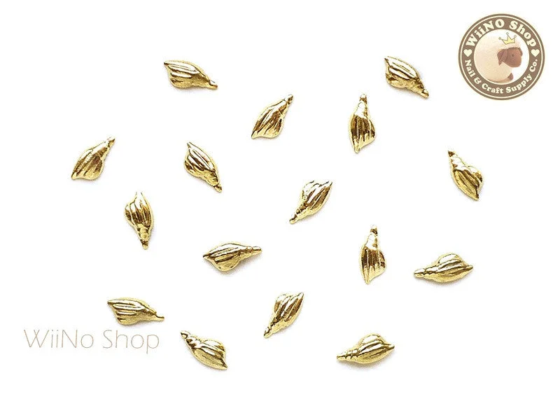 Nude nail gel shades-Gold Mini Tulip Seashell Metal Studs - 10 pcs