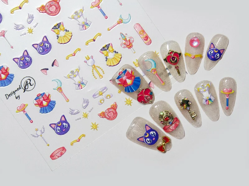 Glitter nail art designs-Sailor Moon Cosplay Costume Accessories Nail Sticker