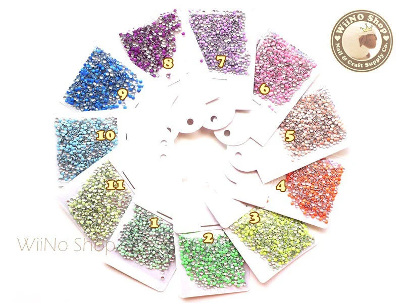 Dual-color nail gel-2mm Round Metal Studs - 100 pcs  (choice of 11 colors)