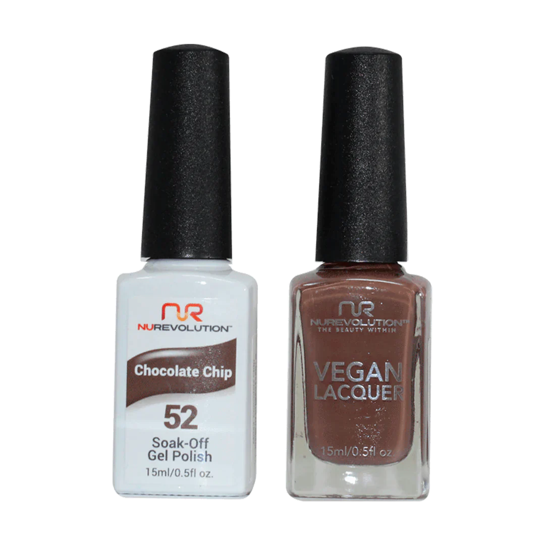 Neutral nail varnish shades-NuRevolution Trio Duo Gel & Lacquer 052 Chocolate Chip