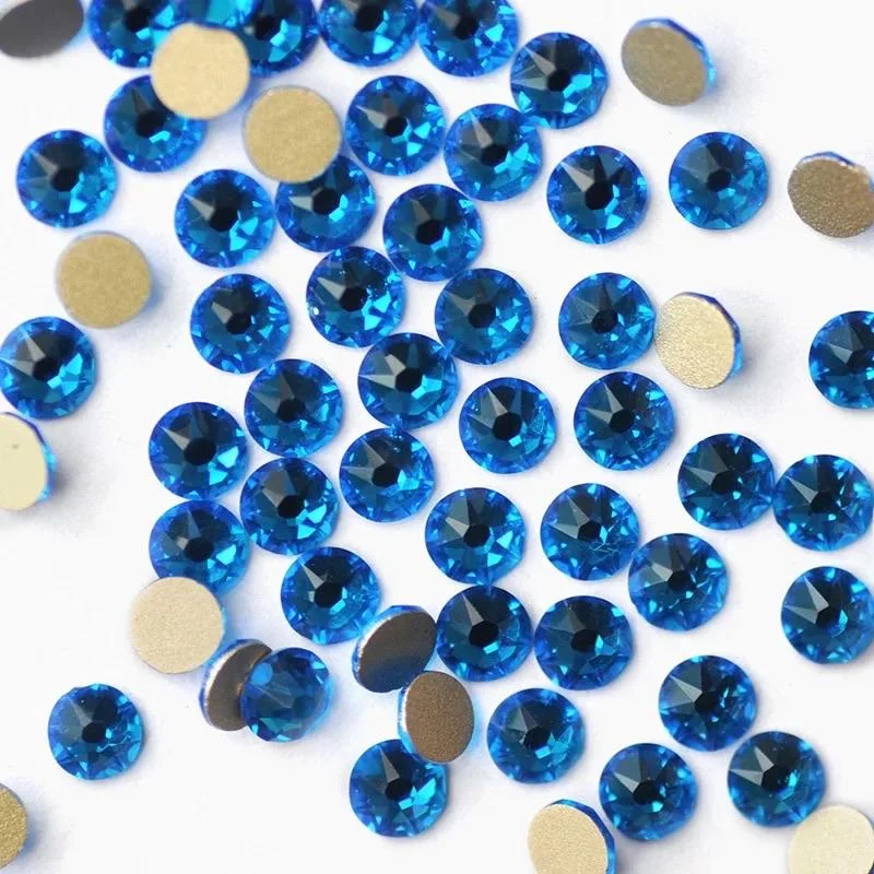 Glitter nail art designs-Capri Blue Rhinestones