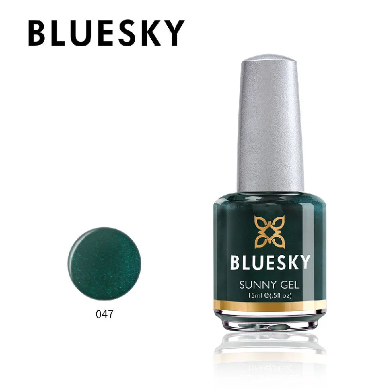 Gentle nail remover pads-Bluesky Sunny Gel 15ml nail polish 047 BLACKISH GREEN