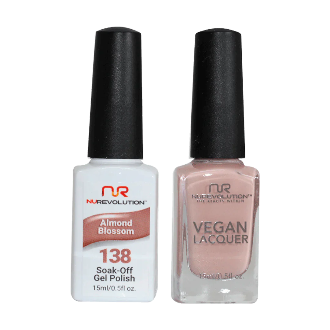 Glitter nail gel finish-NuRevolution Trio Duo Gel & Lacquer 138 Almond Blossom