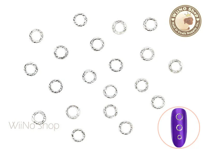 Natural nail thinner-Silver Round Twisted Frame Metal Studs - 10 pcs (3mm/4mm/5mm)