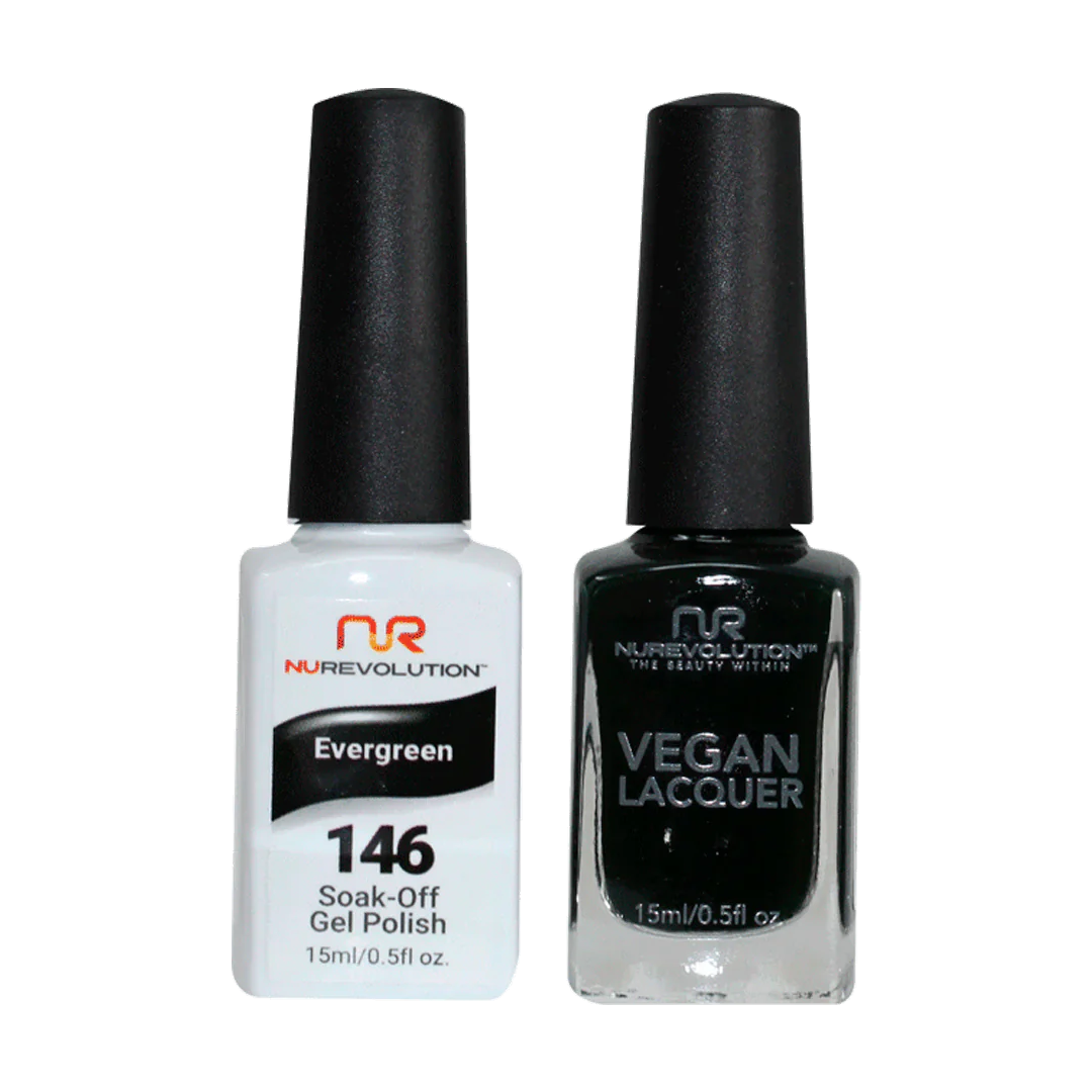 Glitter nail art toppers-NuRevolution Trio Duo Gel & Lacquer 146 Evergreen