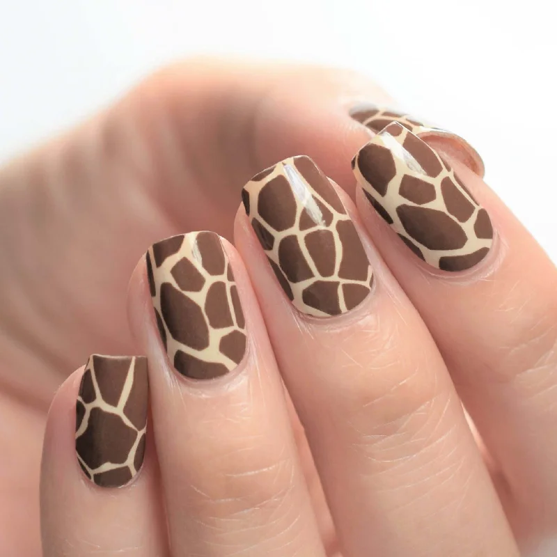 Non-damaging nail glue-Nail Polish Stickers Giraffe