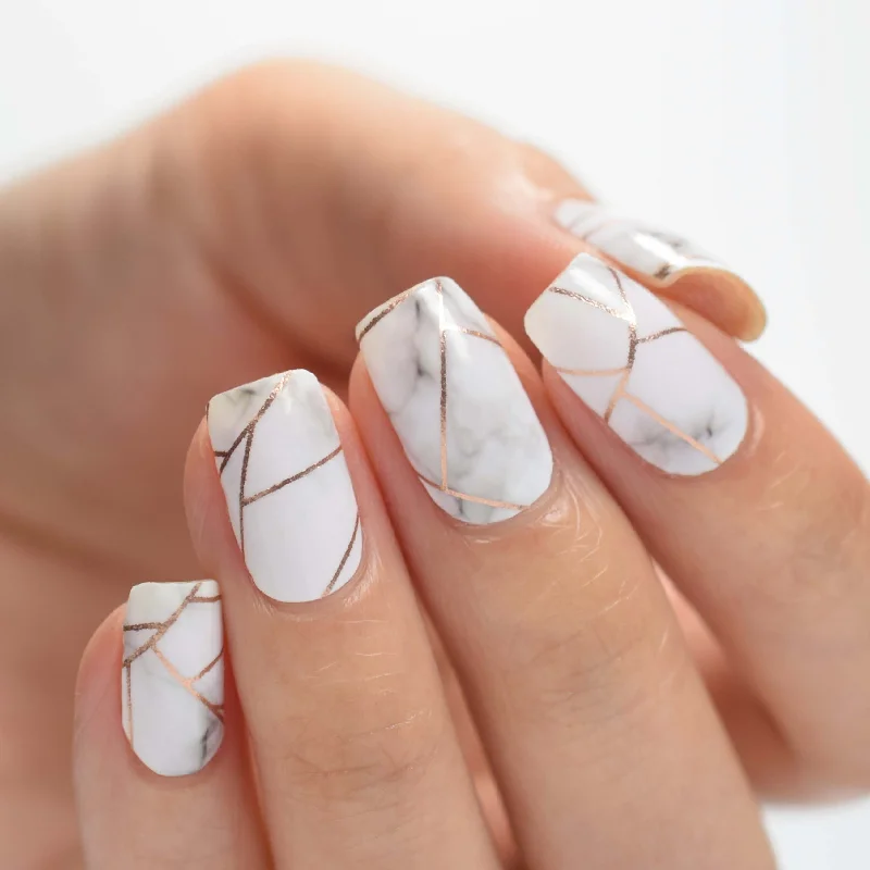 Chrome nail powder-Nail Polish Stickers White Marble