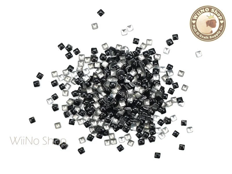 Portable nail storage case-2mm Black Square Metal Studs - 100 pcs