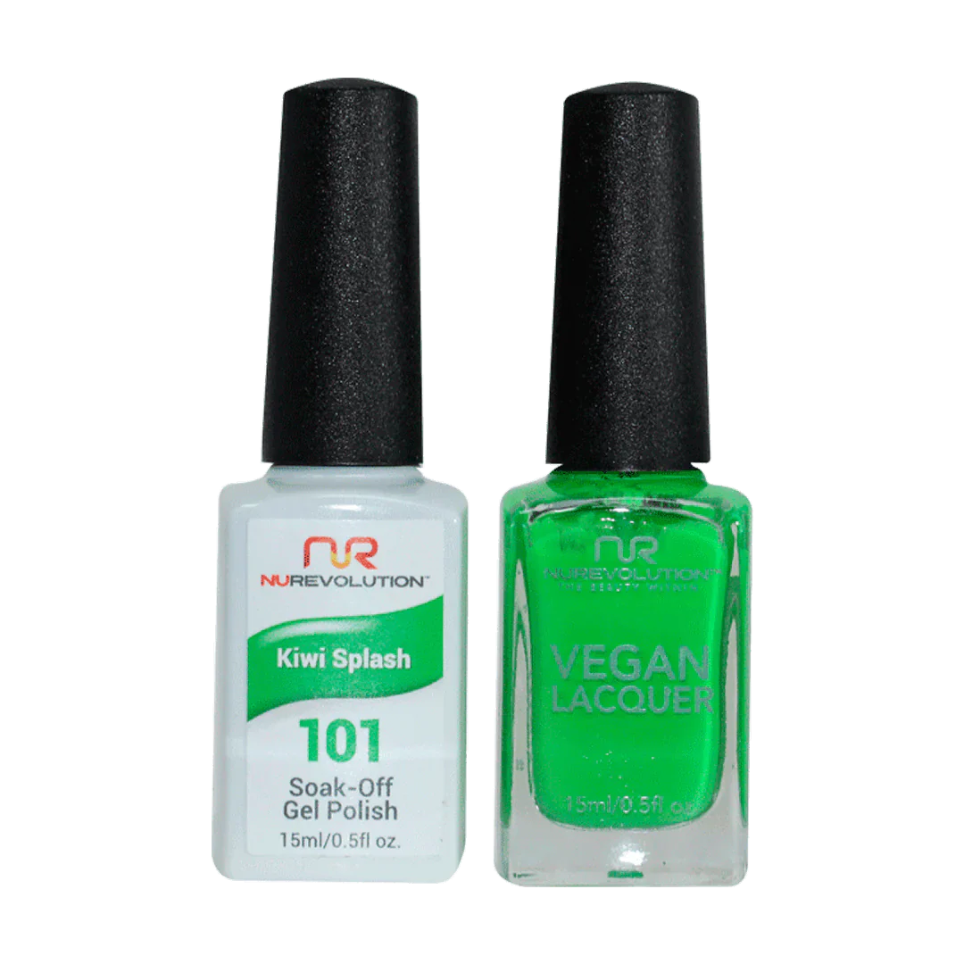 Crystal nail art stones-NuRevolution Trio Duo Gel & Lacquer 101 Kiwi Splash