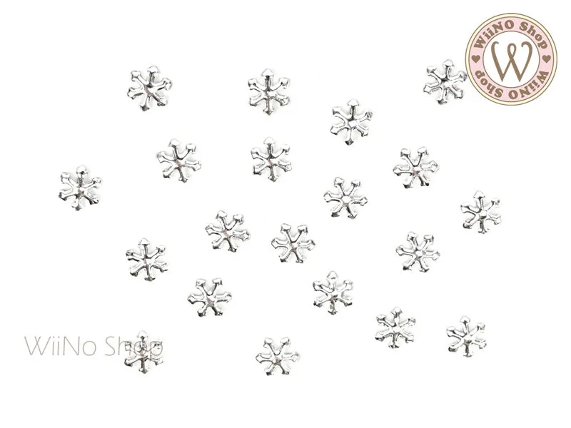 Sparkle nail art toppers-Silver Snowflake Metal Studs - 10 pcs