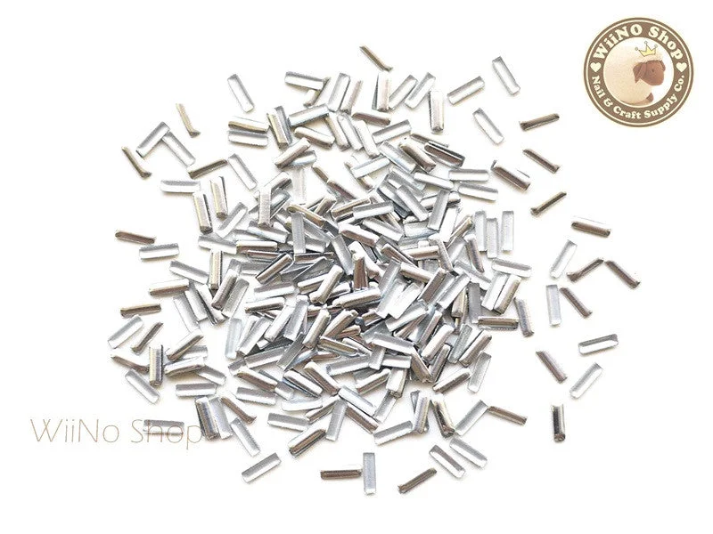 Protective nail gel base-1.5 x 5mm Silver Rectangle Metal Studs - 100 pcs