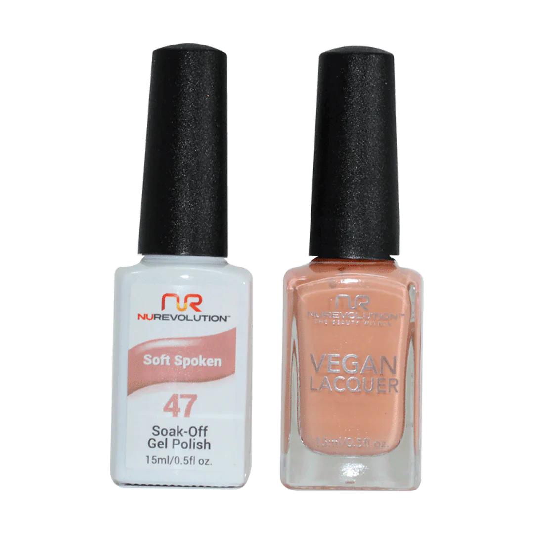 Multi-color nail gel polish-NuRevolution Trio Duo Gel & Lacquer 047 Soft Spoken