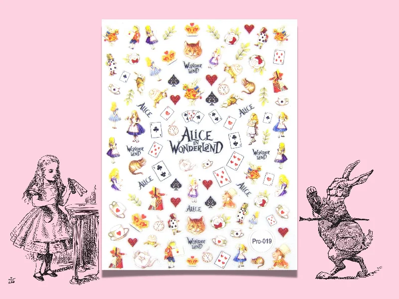 Travel-size nail rack-Alice's Adventures in Wonderland Nail Art Sticker/ Alice Rabbit DIY Tips Stickers