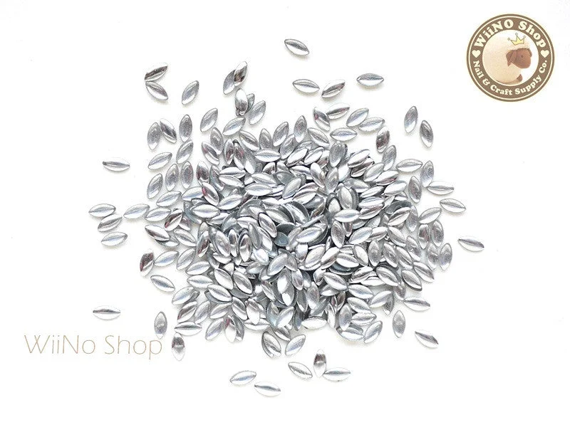 Smooth nail polish top coat-2 x 4mm Silver Marquise Metal Studs - 100 pcs