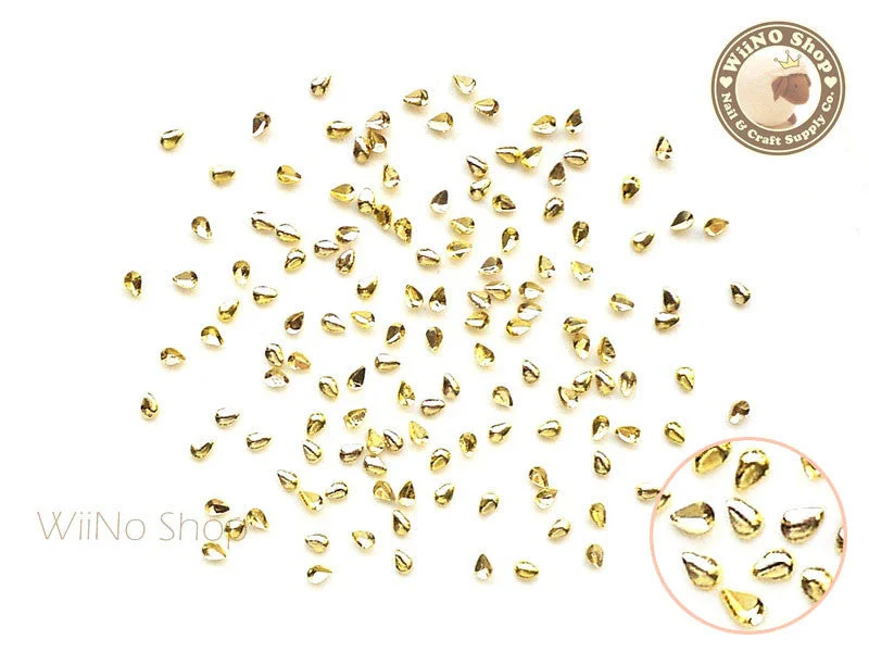 Rechargeable LED nail dryer-1 x 2mm Gold Mini Drop Metal Studs - 25 pcs