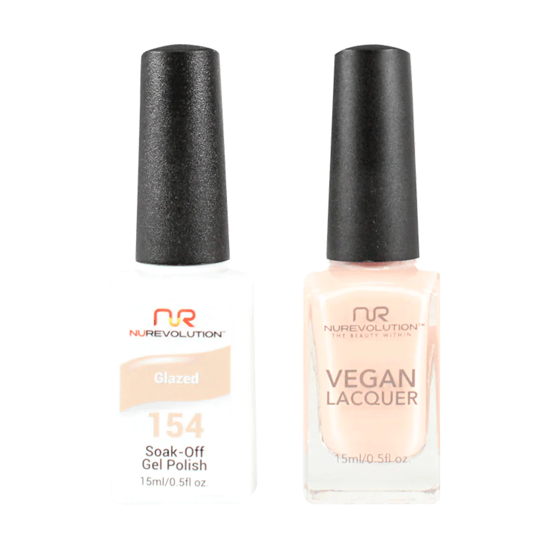 UV-cured nail gel kits-NuRevolution Trio Duo Gel & Lacquer 154 Glazed