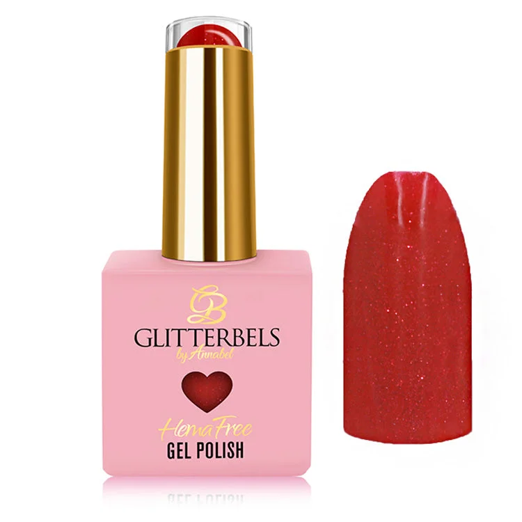 Protective nail gel top coat-Glitterbels Hema Free Gel Polish Hot Red Sparkle 0.27 fl oz