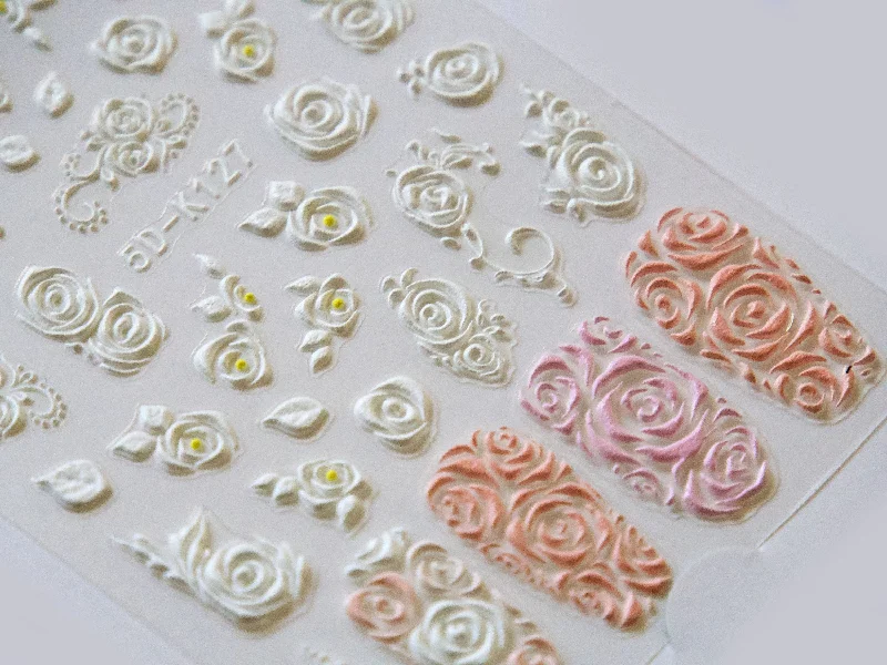 Eco-friendly nail varnish-5D Carved Embossing Rose Nail Art Stickers Decals