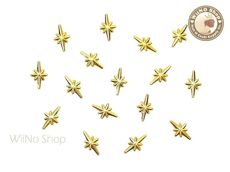 Acetone-free nail remover wipes-Gold Shine Star Metal Studs - 10 pcs