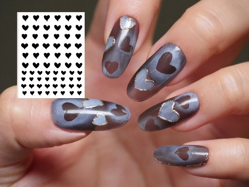 Shimmery nail art toppers-Heart Shaped Gradient Hollowed Nail sticker