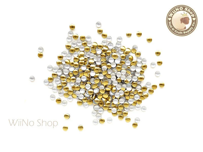 Nude nail gel tones-2mm Gold Round Metal Studs - 100 pcs