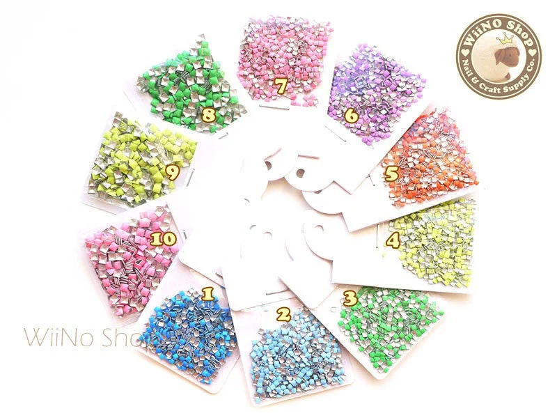 Nude nail polish tones-2mm 3mm Square Metal Studs  - 100 pcs  (choice of 10 colors)