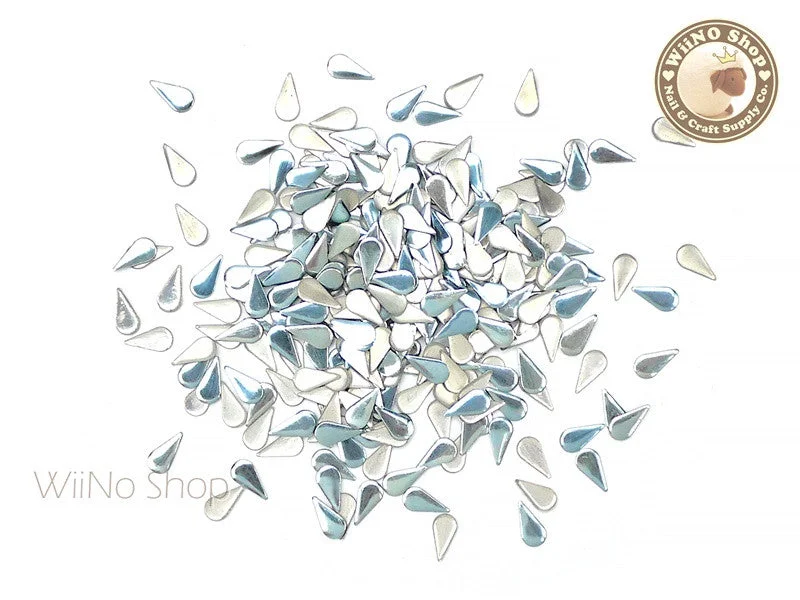 Sparkle nail art decorations-3 x 6mm Light Blue Drop Metal Studs - 100 pcs