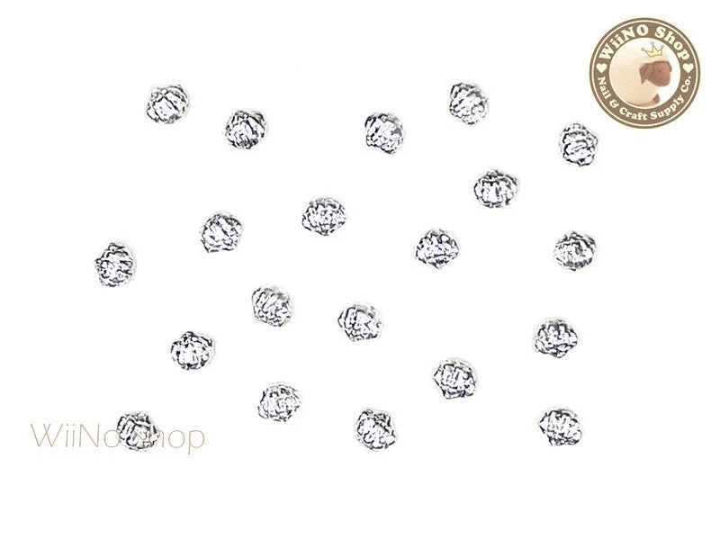 Non-toxic nail remover wipes-Silver Mini Cockle Seashell Metal Studs - 10 pcs