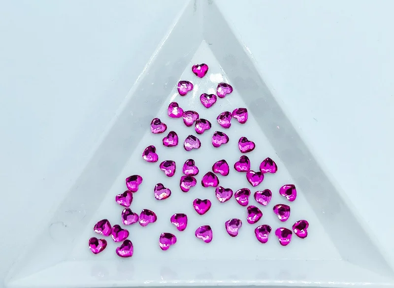 Neon nail gel colors-3MM Rose Pink Heart Rhinestone G9-5-5