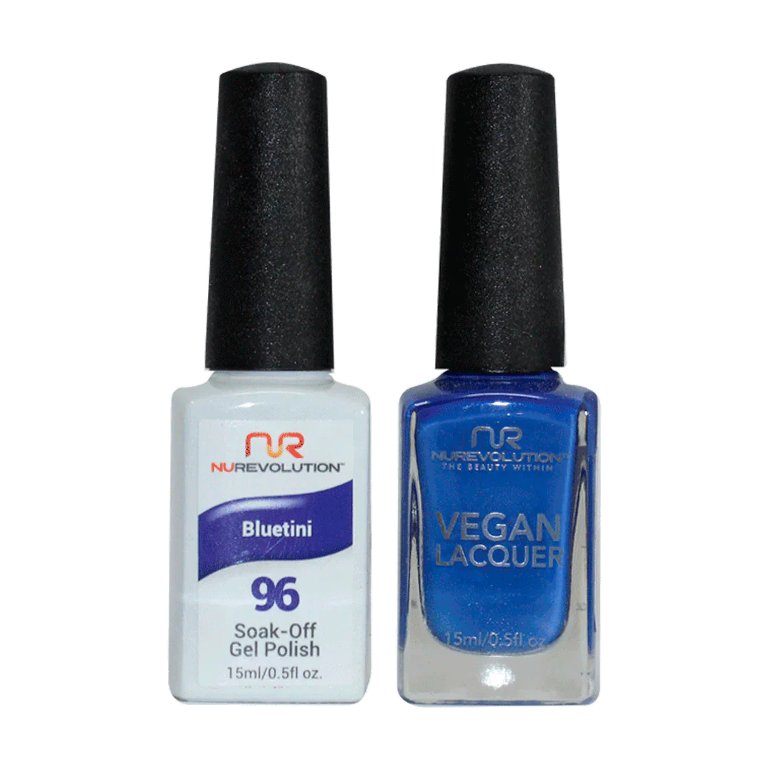 Matte nail gel finish-NuRevolution Trio Duo Gel & Lacquer 096 Bluetini