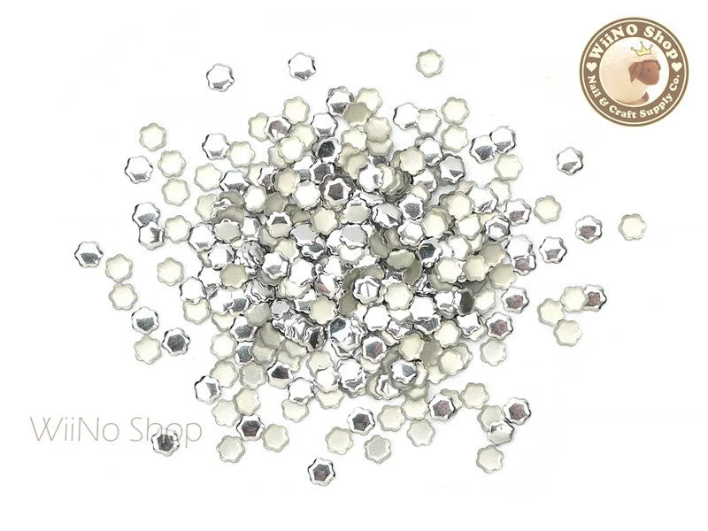 Anti-chip nail gel-4mm Silver Flower Metal Studs - 100 pcs