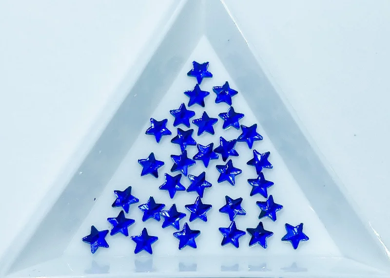 Shimmery nail art toppers-5MM Cobalt Star Rhinestone F8-4-4