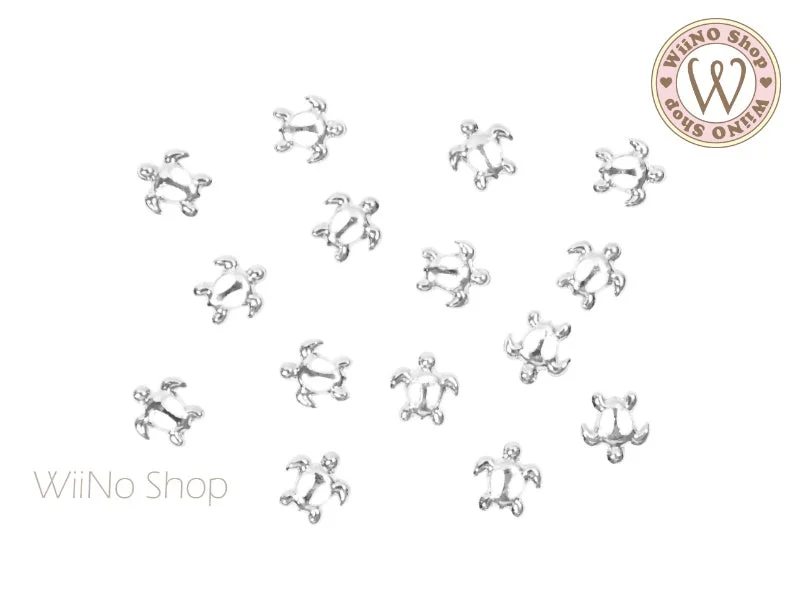 Beginner nail polish kits-Silver Sea Turtle Metal Studs - 10 pcs