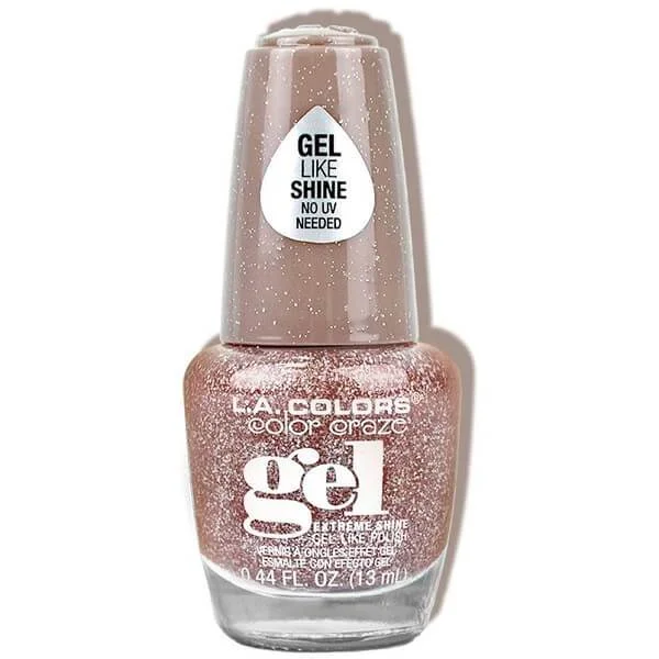 Glitter nail polish overlay-LA Colors Giddy Shimmer Gel Polish