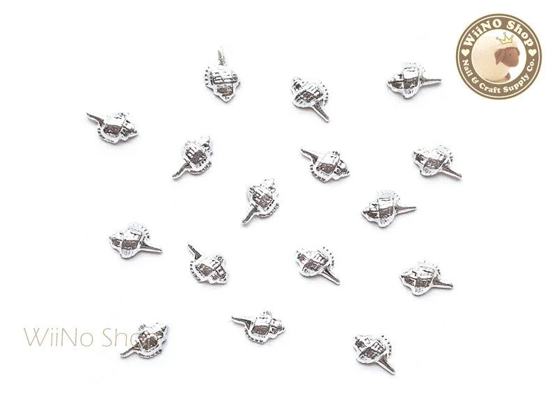 Protective nail gel finish-Silver Conch Seashell Metal Studs - 10 pcs