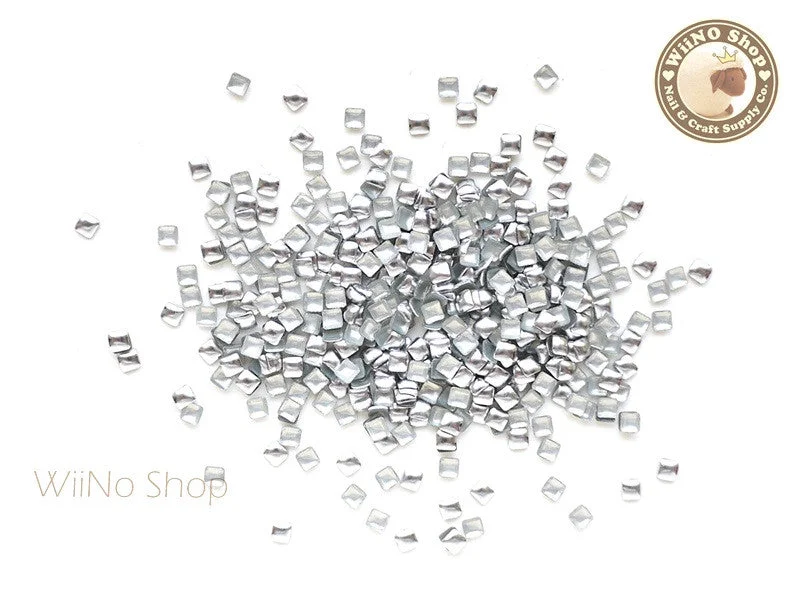 Two-tone nail polish kits-2mm Silver Square Metal Studs - 100 pcs