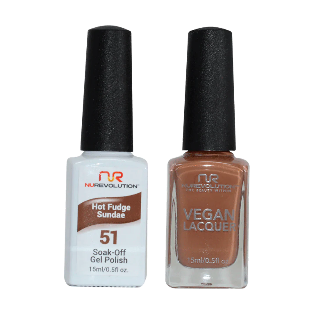 Protective nail varnish-NuRevolution Trio Duo Gel & Lacquer 051 Hot Fudge Sundae