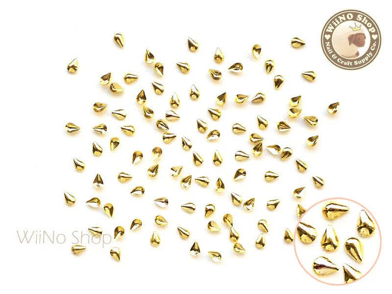 Non-toxic nail remover pads-2 x 4mm Gold Mini Drop Metal Studs - 25 pcs