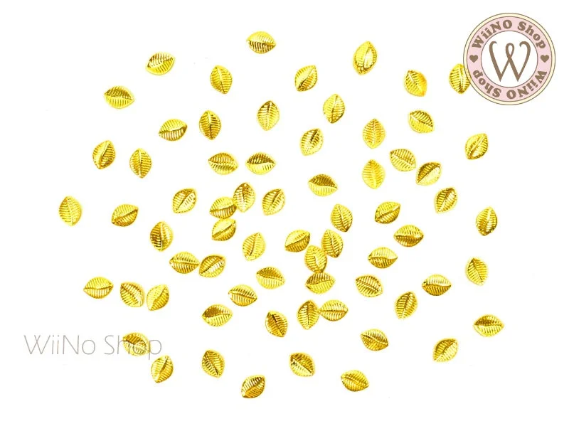 Nail repair varnish-Gold Ovate Leaf Metal Studs - 10 pcs