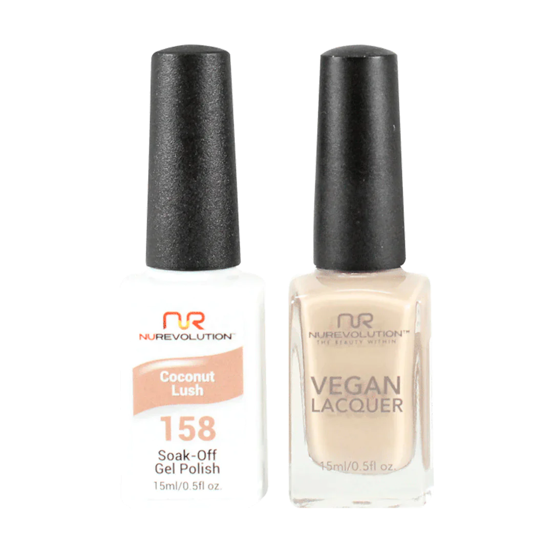 Professional nail acrylic sets-NuRevolution Trio Duo Gel & Lacquer 158 Coconut Lush