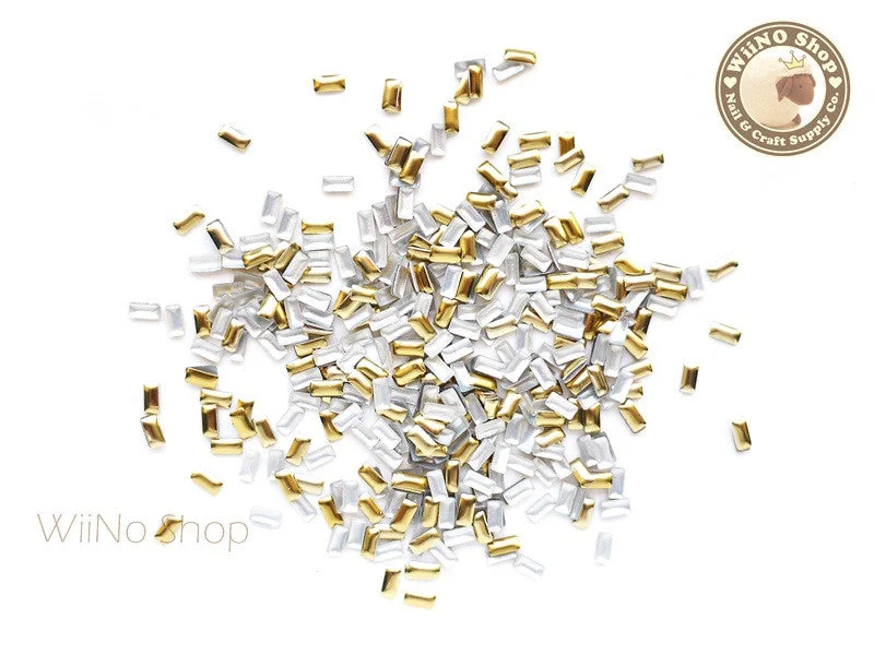 Travel-friendly nail holder-2 x 4mm Gold Rectangle Metal Studs - 100 pcs