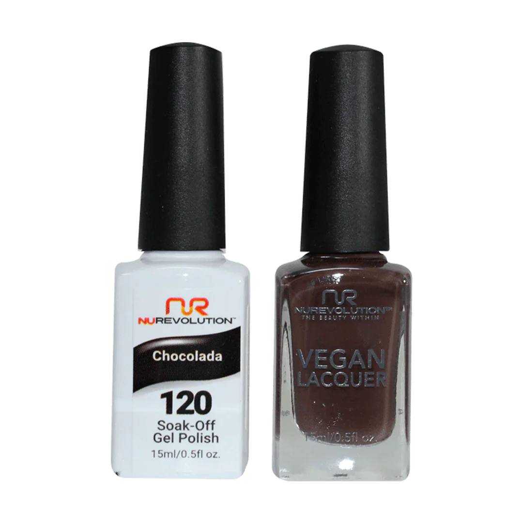 Ombre nail polish tones-NuRevolution Trio Duo Gel & Lacquer 120 Chocolada