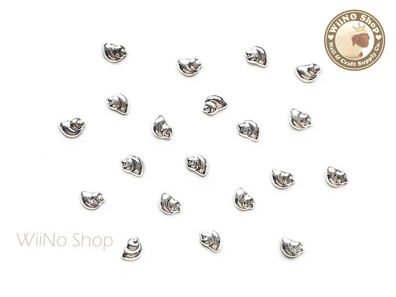 Salon-grade nail acrylic-Silver Mini Spiral Seashell Metal Studs - 10 pcs