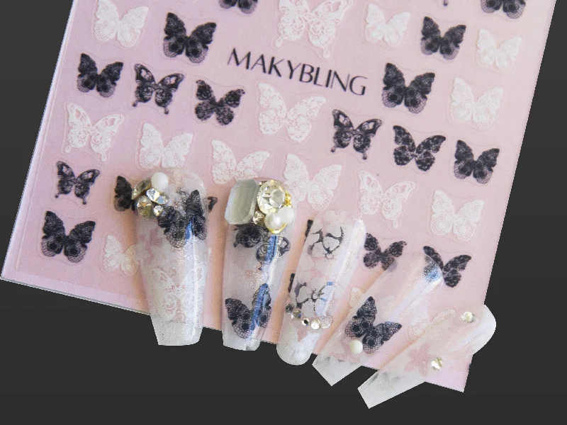 Soft nail gel finish-Butterfly Lace nail sticker