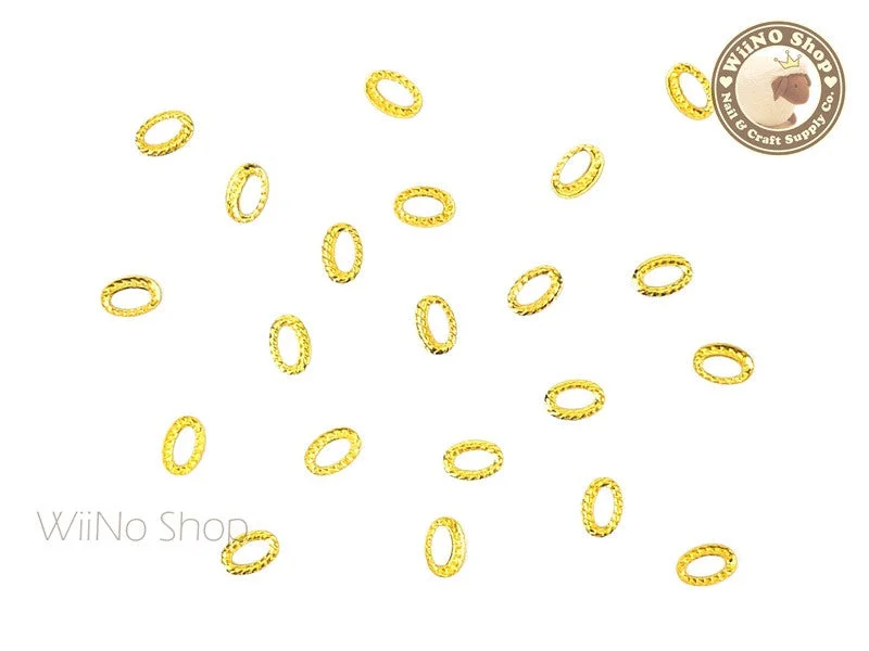 High-shine nail sealant-3 x 4mm Gold Oval Twisted Frame Metal Studs - 10 pcs