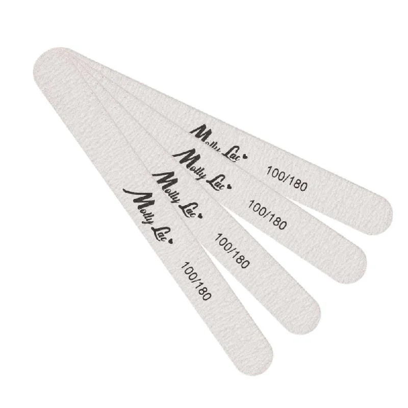 Professional nail acrylic sets-PRO nail file grey wooden slim STRAIGHT by MollyLac, 100/180