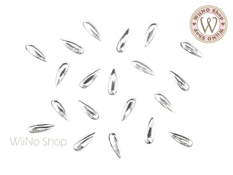 Glitter nail art overlays-2 x 6mm Silver Long Drop Metal Studs - 25 pcs