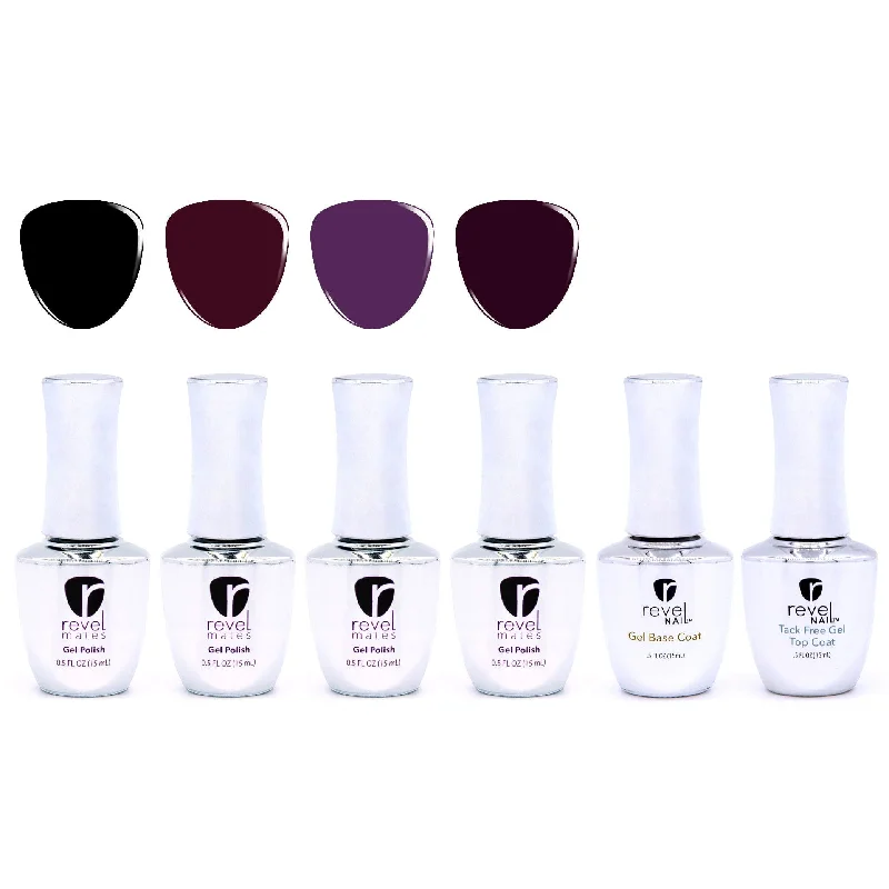 Flexible nail adhesive-Gothic Noir | Four Color Gel Polish Starter Kit